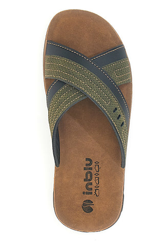 Sandali verdi con fasce incrociate e sottopiede comfort Inblu 03 VT