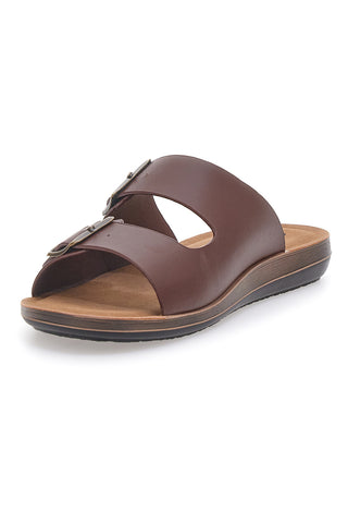 Braune Hausschuhe mit Doppelschnalle INBLU 27 DA