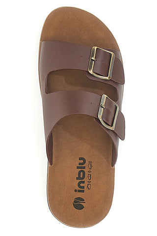 Braune Hausschuhe mit Doppelschnalle INBLU 27 DA