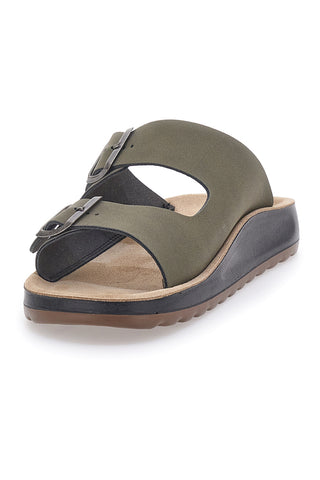 Sandali kaki con doppia fibbia Fly Flot 781714C