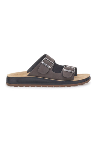 Ciabatte marroni con doppia fibbia e plantare anatomico FLY FLOT 781714C