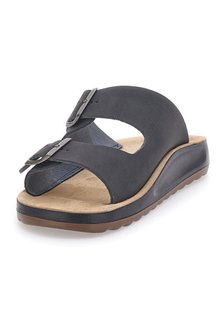 Ciabatte nere con doppia fibbia e plantare anatomico FLY FLOT 781714C