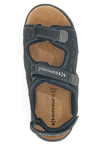 Superga S86U292 Schwarze sportliche Sandalen mit Klettverschluss