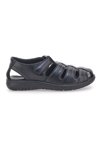 Fly Nature FD101 Fischersandalen aus echtem Leder, Schwarz