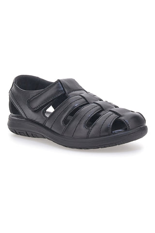 Fly Nature FD101 Fischersandalen aus echtem Leder, Schwarz