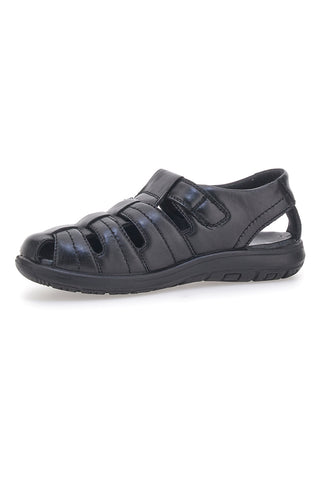 Fly Nature FD101 Fischersandalen aus echtem Leder, Schwarz