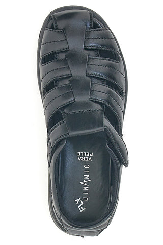 Fly Nature FD101 Fischersandalen aus echtem Leder, Schwarz