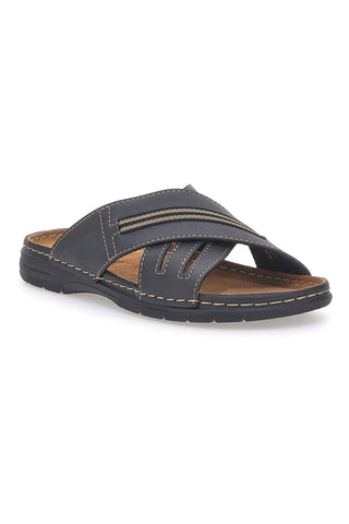 Blaue Hausschuhe mit Kontrastnähten Jerpoint 611PS