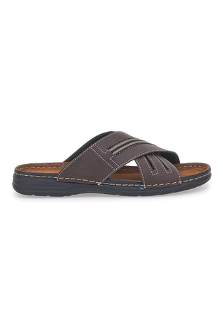 Braune Herren-Slipper mit gekreuzten Riemen und gepolstertem Fußbett Jerpoint 611