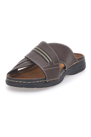 Braune Herren-Slipper mit gekreuzten Riemen und gepolstertem Fußbett Jerpoint 611