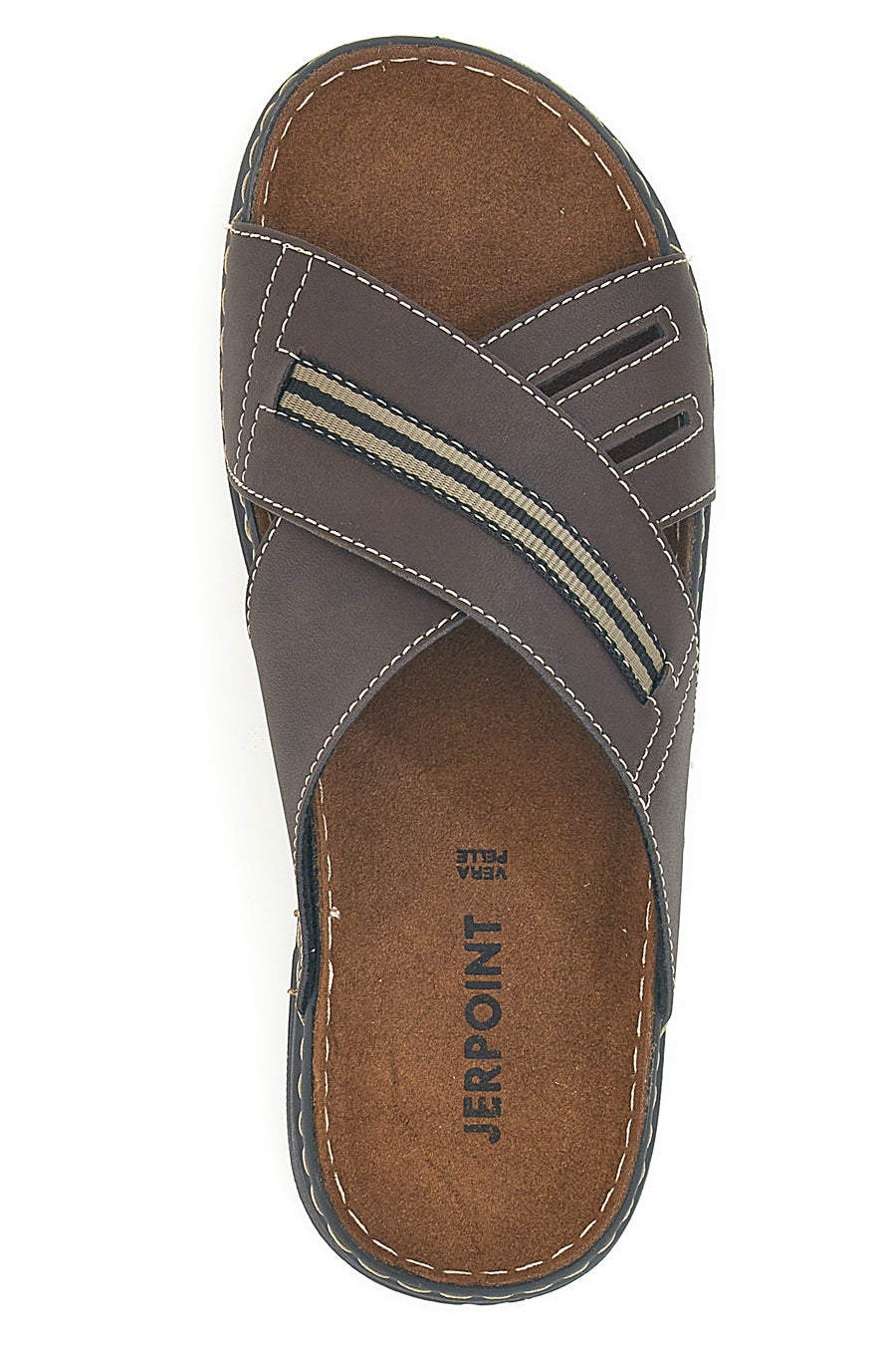 Ciabatte marroni da uomo con fasce incrociate e plantare imbottito Jerpoint  611 - Main Image
