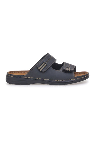 Schwarze Hausschuhe mit doppelt verstellbarem Band JERPOINT 612PS