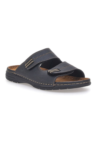 Schwarze Hausschuhe mit doppelt verstellbarem Band JERPOINT 612PS
