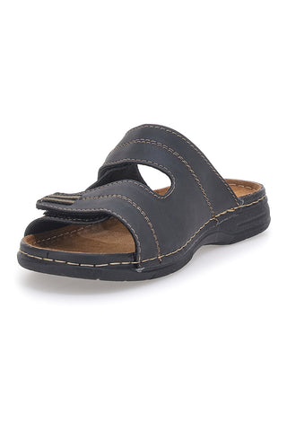 Schwarze Hausschuhe mit doppelt verstellbarem Band JERPOINT 612PS