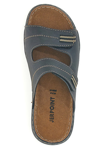 Schwarze Hausschuhe mit doppelt verstellbarem Band JERPOINT 612PS