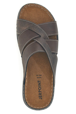 Ciabatte marroni con fasce incrociate comfort Jerpoint 609PSSK