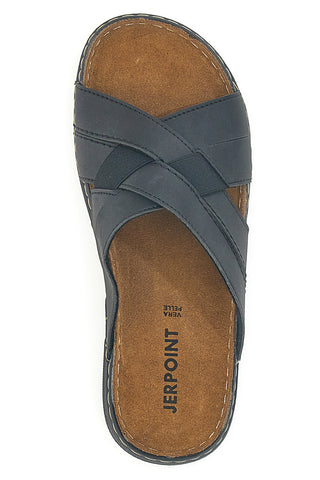 Jerpoint 601PS Hausschuhe mit gekreuzten Riemen, Schwarz