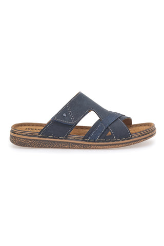 Blaue Hausschuhe mit Ledersohle Jerpoint 10104BESY
