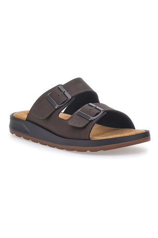 Ciabatte marroni con doppia fibbia suola flessibile JERPOINT B100BPS