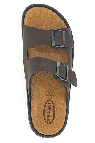 Ciabatte marroni con doppia fibbia suola flessibile JERPOINT B100BPS