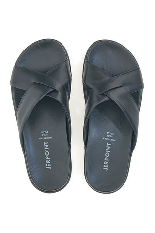 Ciabatte nere con fasce incrociate in materiale sintetico Jerpoint 8111