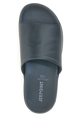 Schwarze Lederpantoffeln Made in Italy JERPOINT 8113