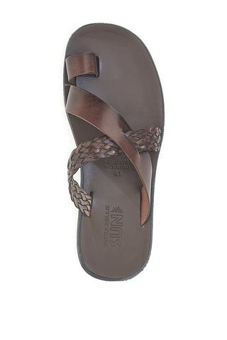Sandali marroni infradito con supporto dita e fasce incrociate PITTARELLO SUN 4413