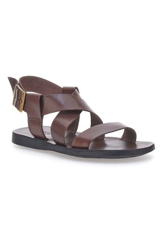 Sandali marroni in vera pelle intrecciati Made in Italy Pittarello Sun 4412