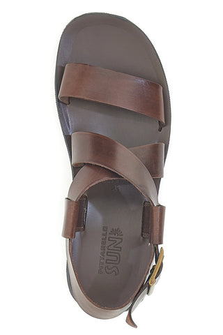 Sandali marroni in vera pelle intrecciati Made in Italy Pittarello Sun 4412