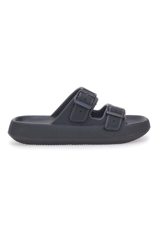 Woz 1 Schwarze Hausschuhe mit doppelt verstellbarem Riemen