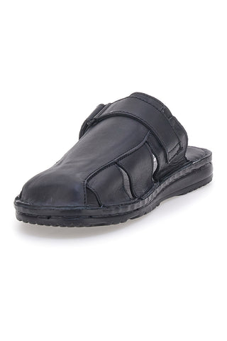 Ciabatte Nere In Vera Pelle Con Strappo Claremorris 1108