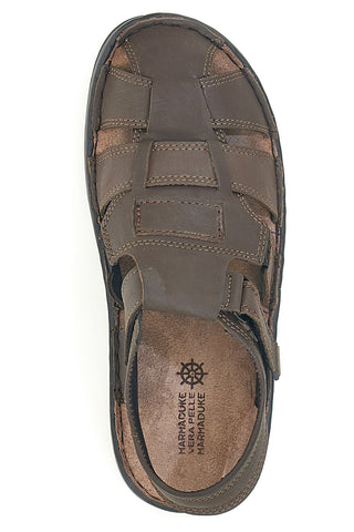 MARMADUKE 3335 Braune Ledersandalen mit Riemenverschluss