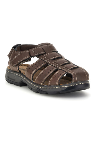 Geschlossene Zehen braune Sandalen mit verstellbarem Riemen Jerpoint M8557