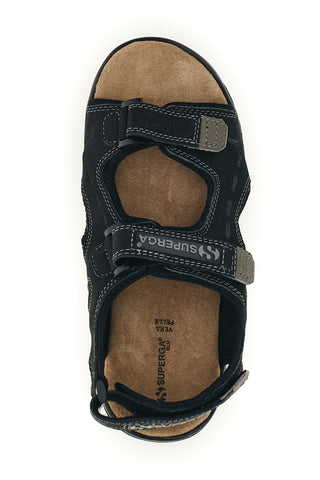 Sandali neri in pelle Superga S86U292