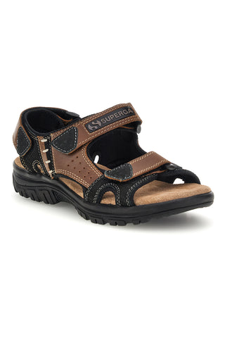 Sandali marroni in pelle Superga S86U545