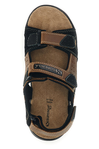 Sandali marroni in pelle Superga S86U545