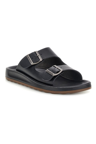 Schwarze Hausschuhe mit doppelter Schnalle Fly flot 90780171ZZ