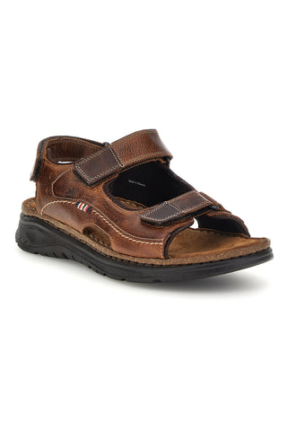 Sandali marroni in vera pelle con strappi regolabili Pittarello eco 2613604