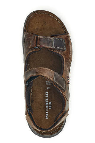 Sandali marroni in vera pelle con strappi regolabili Pittarello eco 2613604