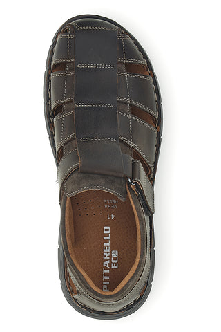 Braune Sandalen aus echtem Leder mit geschnitztem Design Pittarello eco 2617402