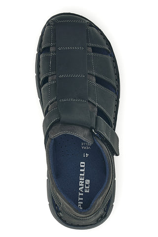 Schwarze Sandalen aus echtem Leder mit geschnitztem Design Pittarello eco 2617402