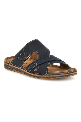 Blaue Leder Hausschuhe Jerpoint 10104BESY