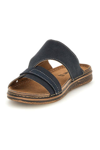 Blaue Leder Hausschuhe Jerpoint 10104BESY