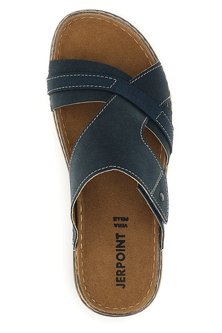Blaue Leder Hausschuhe Jerpoint 10104BESY