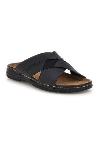 Schwarze Hausschuhe mit Innensohle aus echtem Leder Jerpoint 601PS