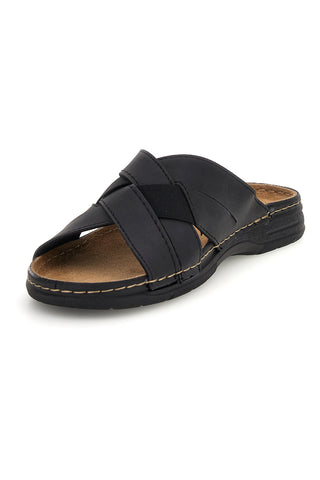 Schwarze Hausschuhe mit Innensohle aus echtem Leder Jerpoint 601PS
