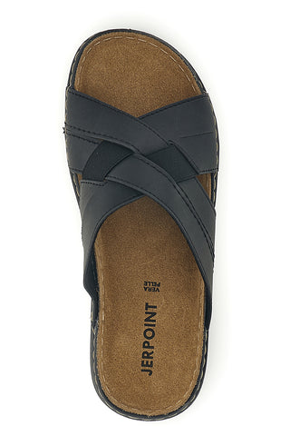 Schwarze Hausschuhe mit Innensohle aus echtem Leder Jerpoint 601PS