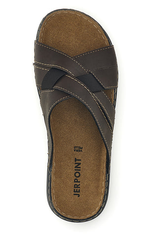 Braune Hausschuhe mit echter Ledersohle Jerpoint 601PS