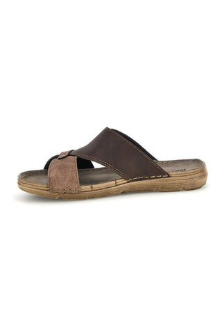 Braune Hausschuhe mit Klettverschluss und echter Ledersohle Jerpoint 8013PSSK
