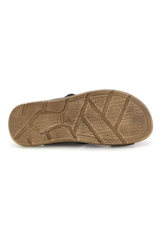 Braune Hausschuhe mit Klettverschluss und echter Ledersohle Jerpoint 8013PSSK